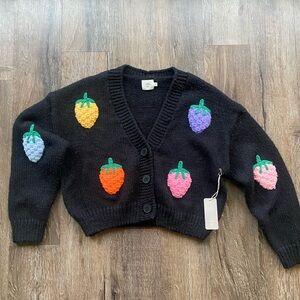 Luna Ivy black cardigan with strawberries